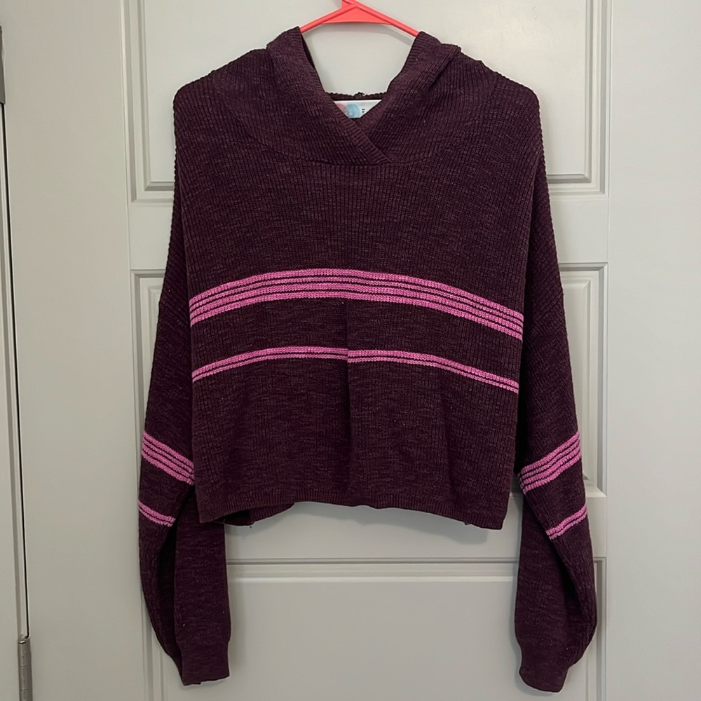 Free people crop hoodie purple and pink